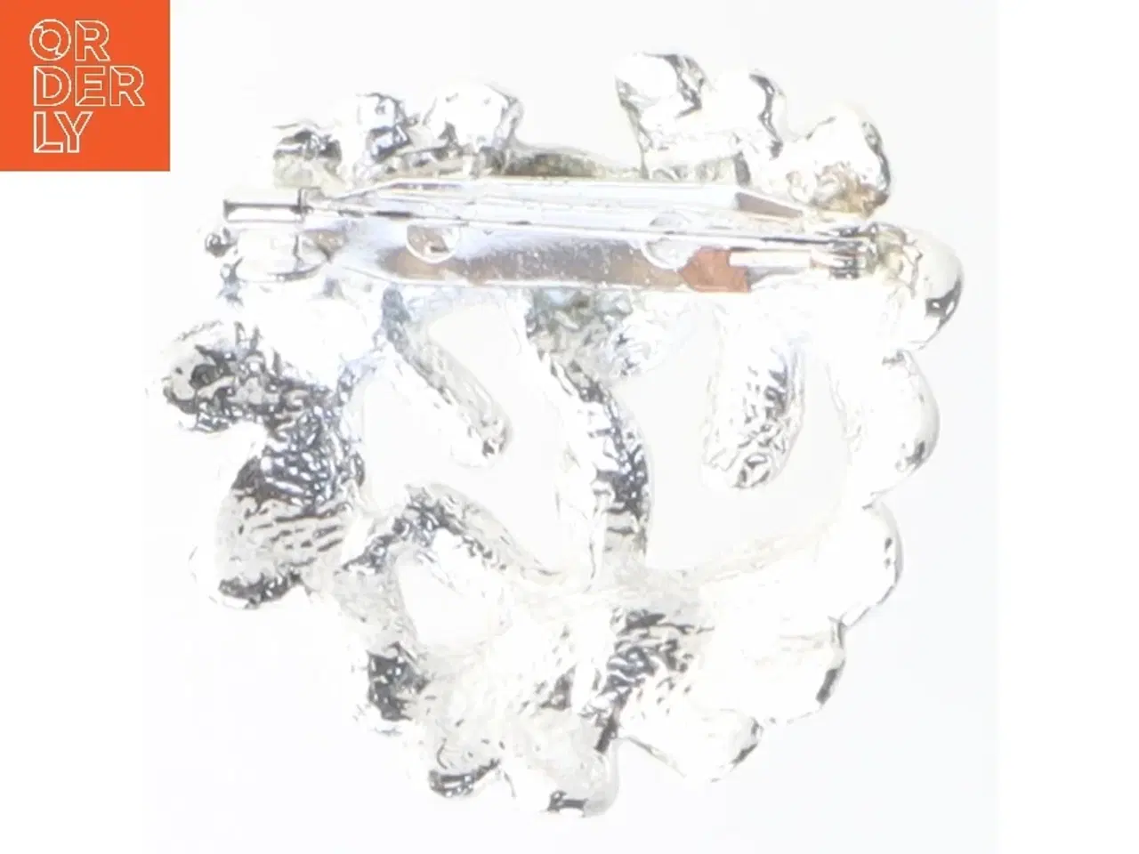 Billede 2 - Blomsterformet broche med sten (str. Ø 4 cm)