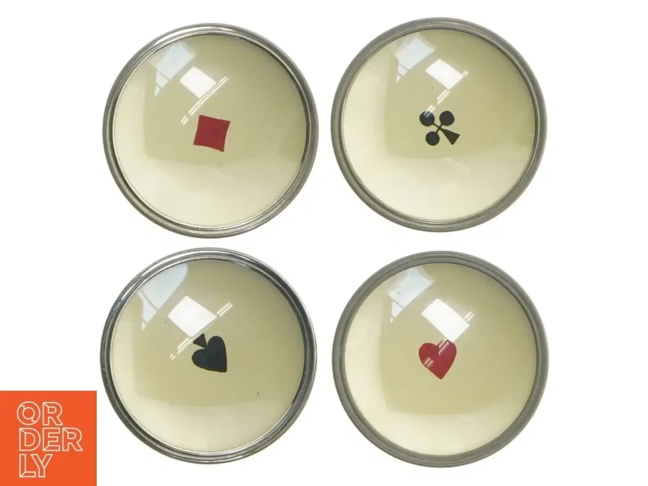 Billede 1 - Vintage Glas skåle med spillekort symboler (str. Ø 7,5 cm)