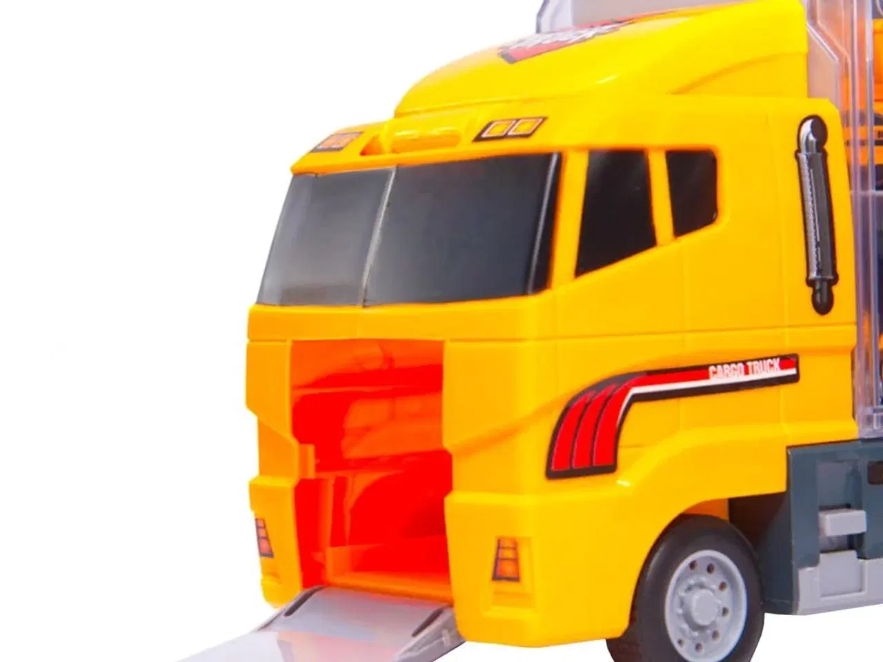 Billede 9 - Legetøjslastbil transporter med affyringsrampe + 6 metal byggemaskiner