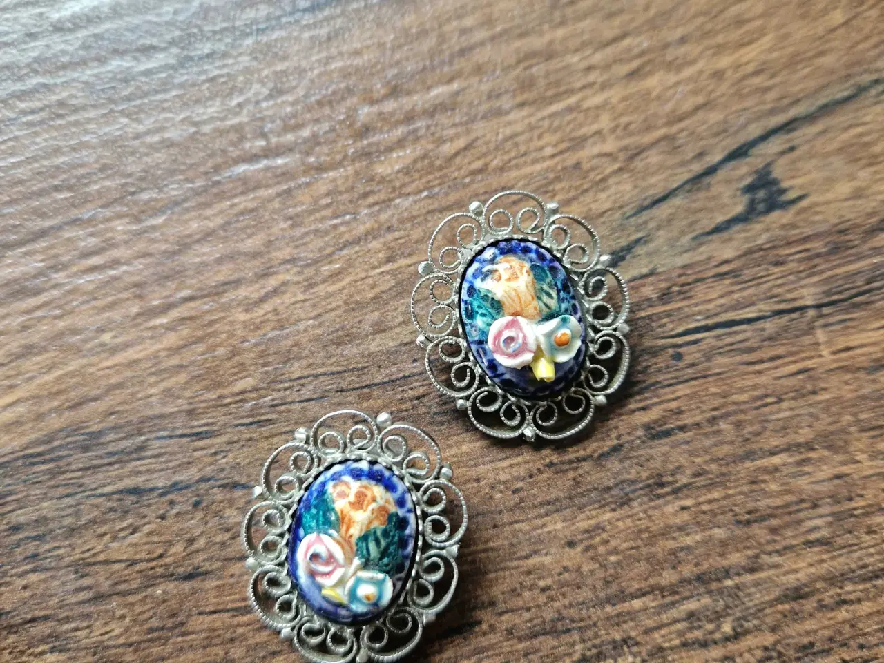 Billede 2 - Italienske vintage øreringe i mikromosaik 