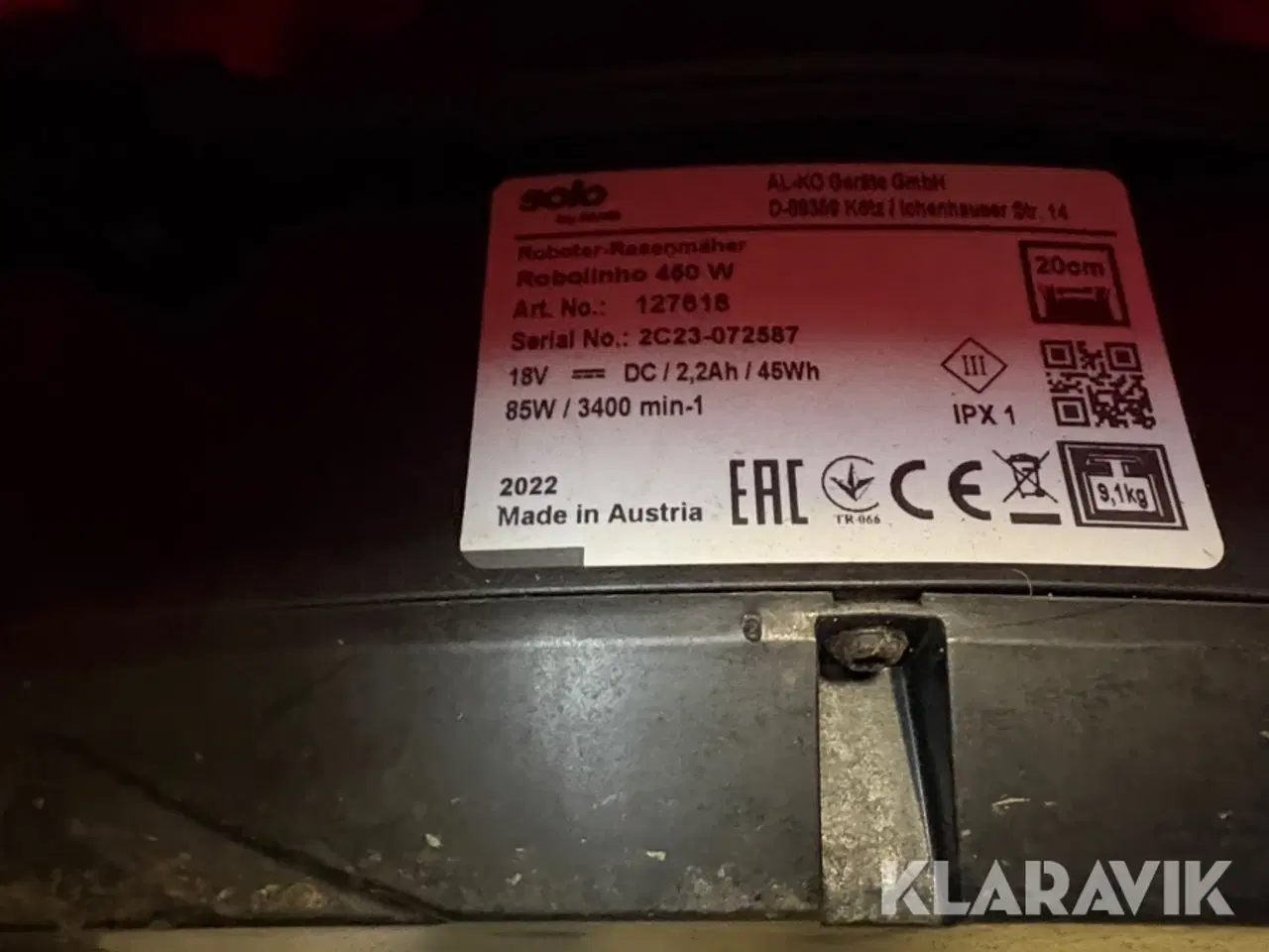 Billede 7 - RobotGræsslåmaskine med garage AL-KO Robolinho 450 W