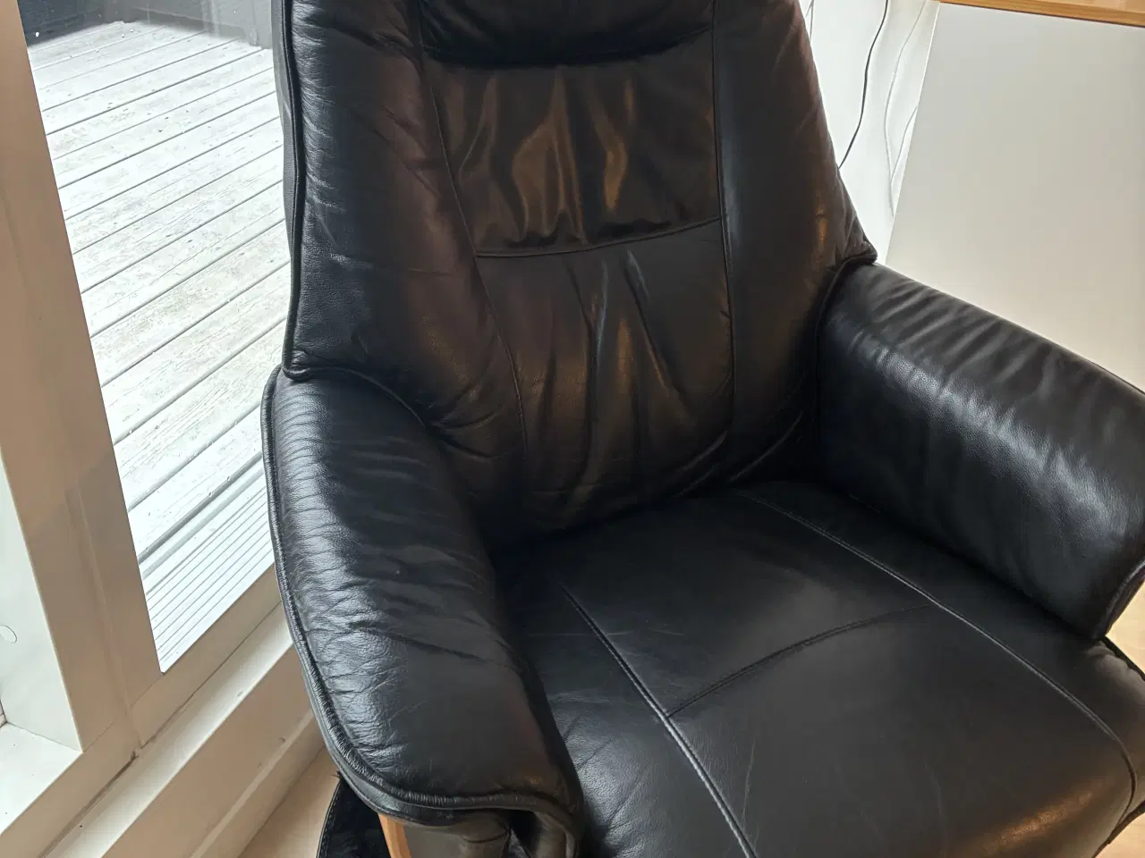 Billede 3 - Læder lænestol sort Hjort Knudsen