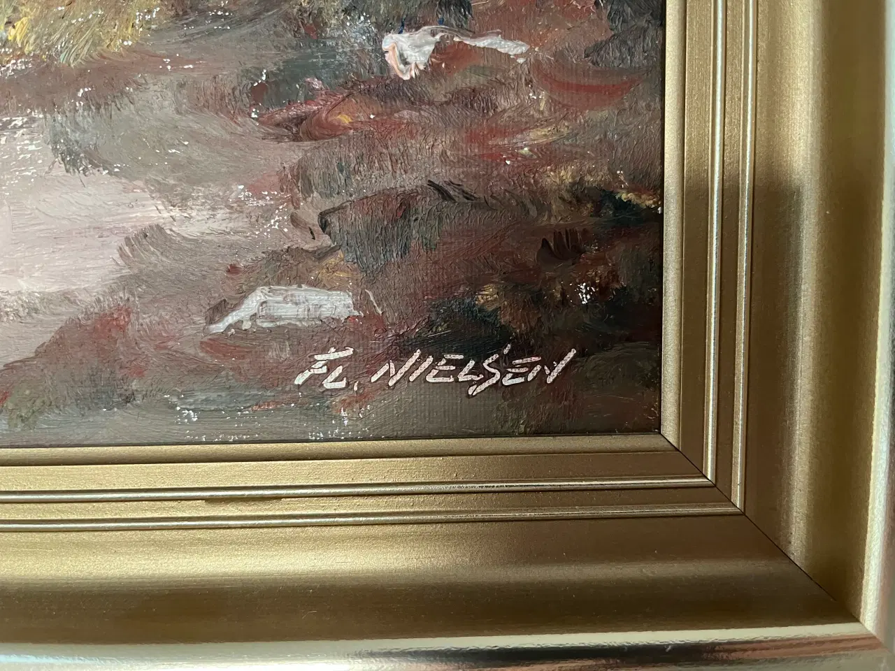 Billede 2 - Oliemaleri landskabsbilled af Flemming Nielsen.