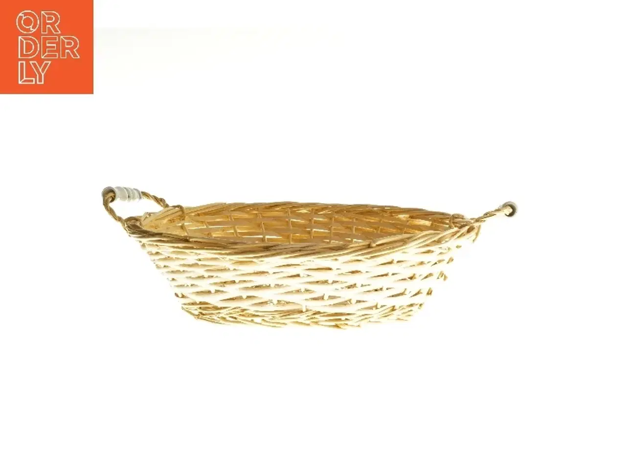 Billede 1 - Flettet kurv med porcelænshåndtag (str. 10x28x45 cm)