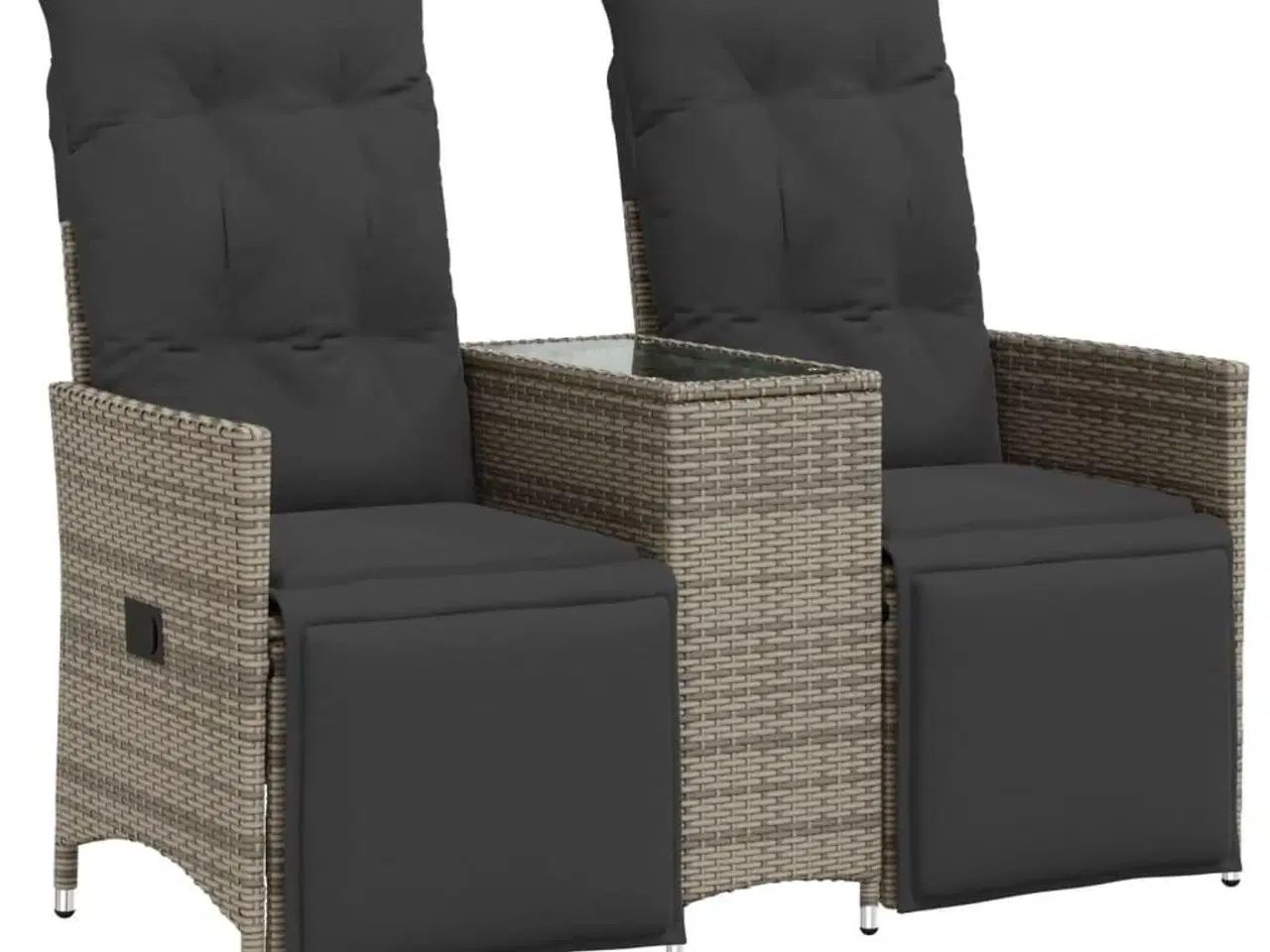 Billede 2 - 2-personers havesofa med bord og lænefunktion polyrattan grå