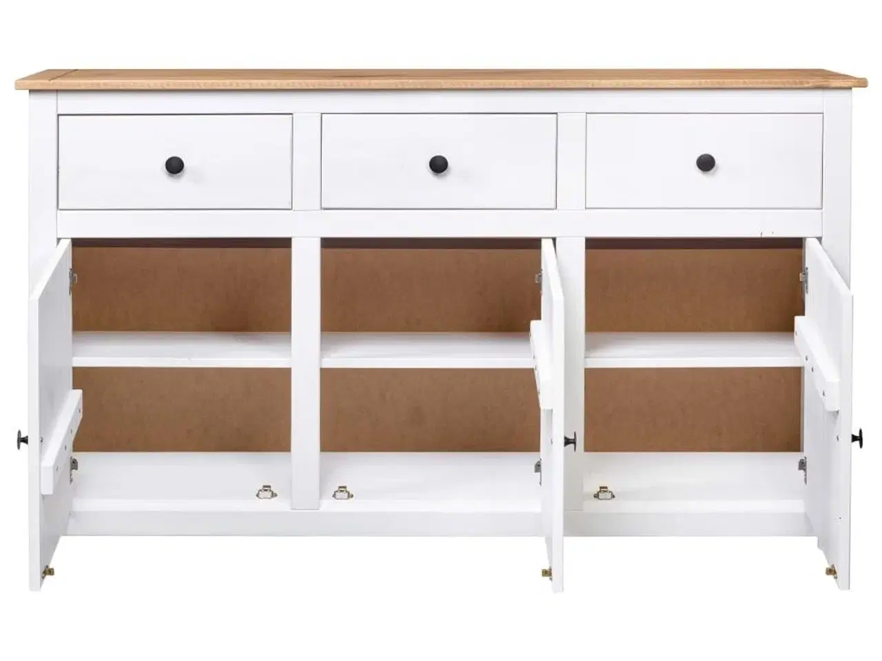 Billede 4 - Skænk Panama-serien 135x40x80 cm massivt fyrretræ hvid