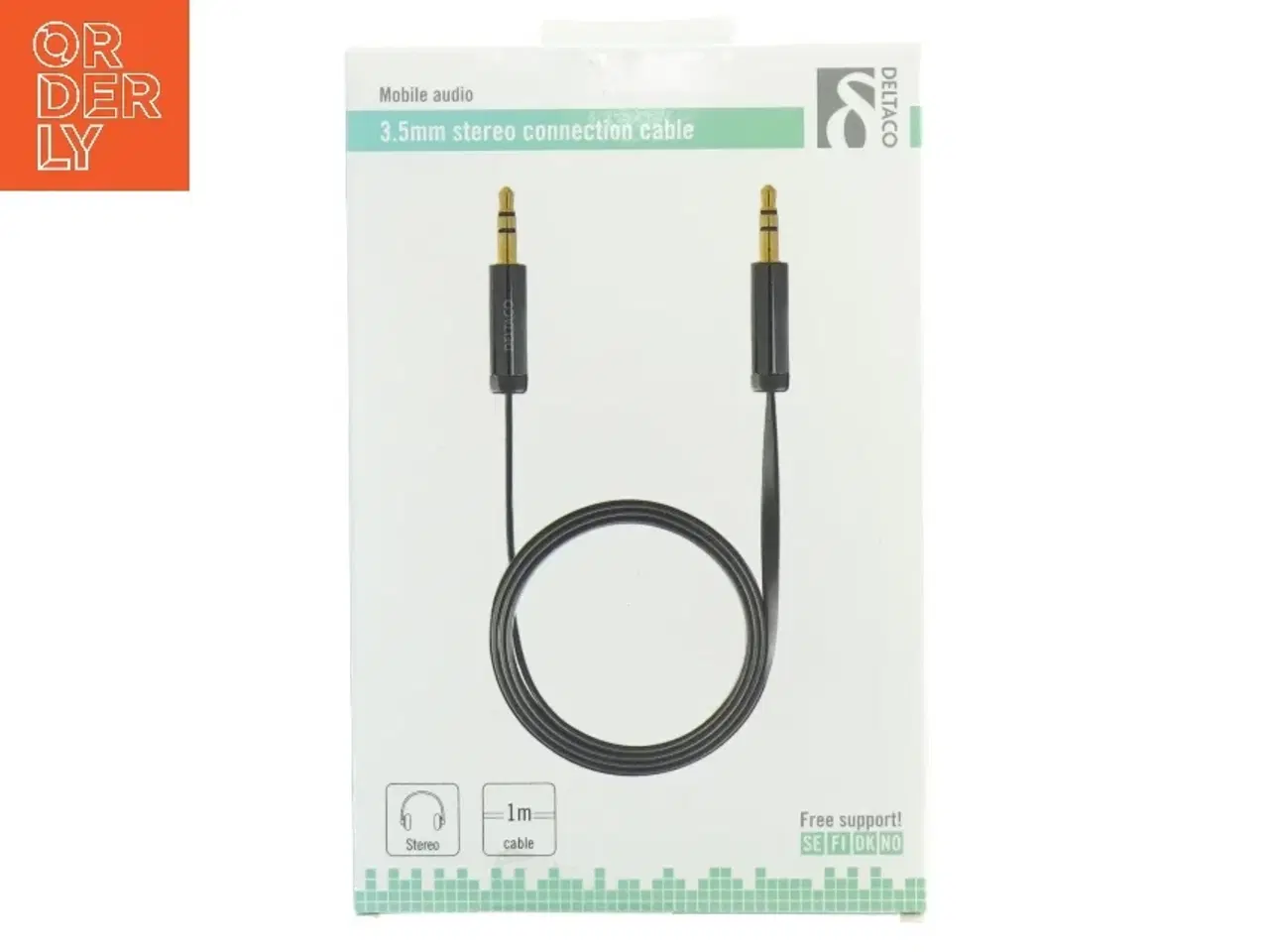 Billede 1 - 3,5mm stereo tilslutningskabel fra Deltaco (str. 1 m)