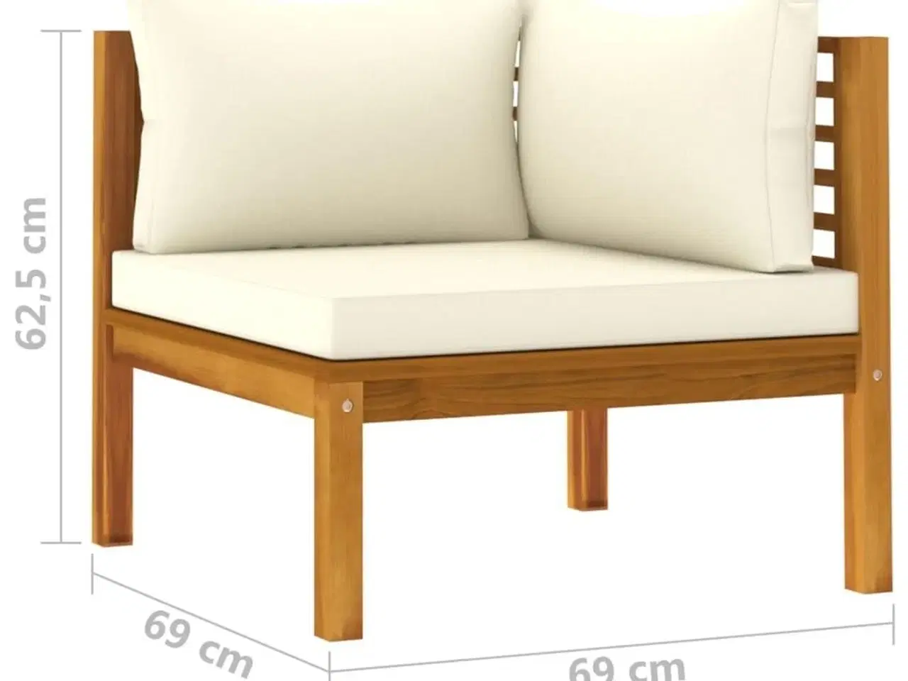 Billede 8 - 2-personers havesofa med cremefarvede hynder massivt akacietræ