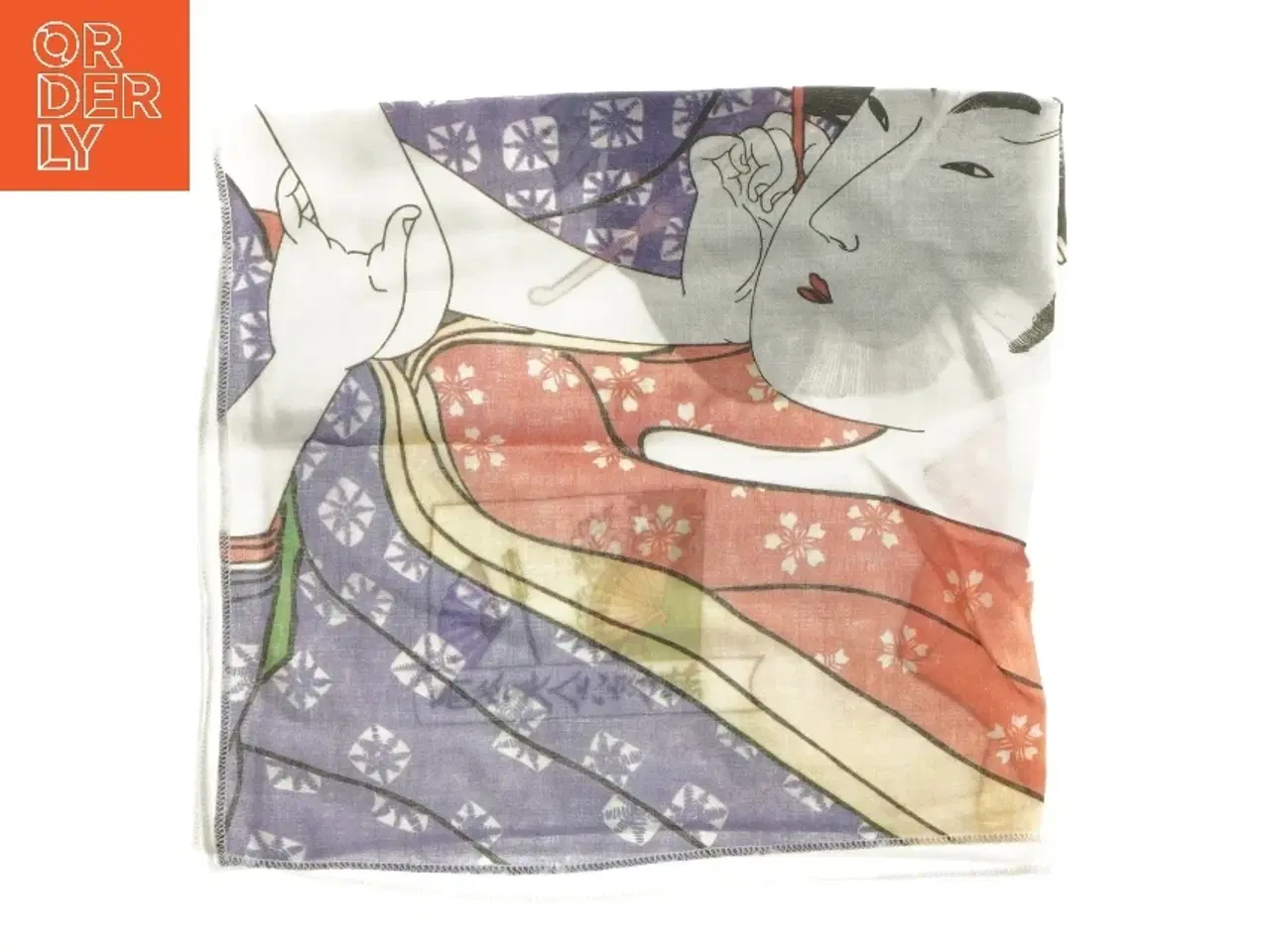 Billede 1 - Silketørklæde med japansk motiv (str. 38x42 cm)