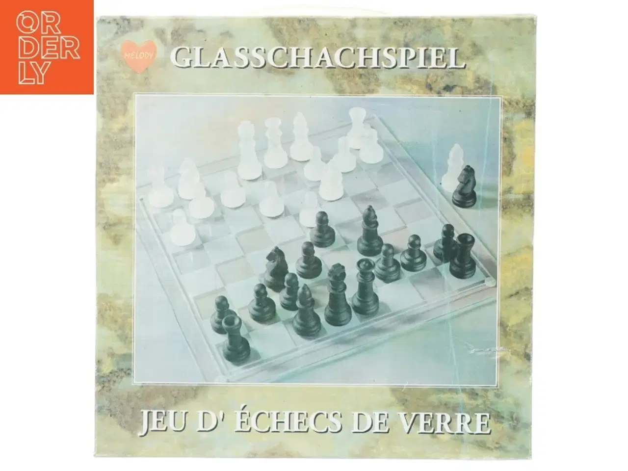 Billede 1 - skakspil i glas (str. 25 x 25 cm og 32 styk)