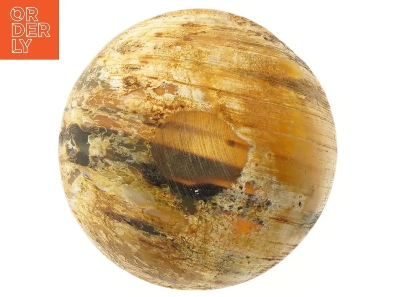 Billede 1 - Dekorativ skål i ravfarvet glas (str. Ø 21x7 cm)