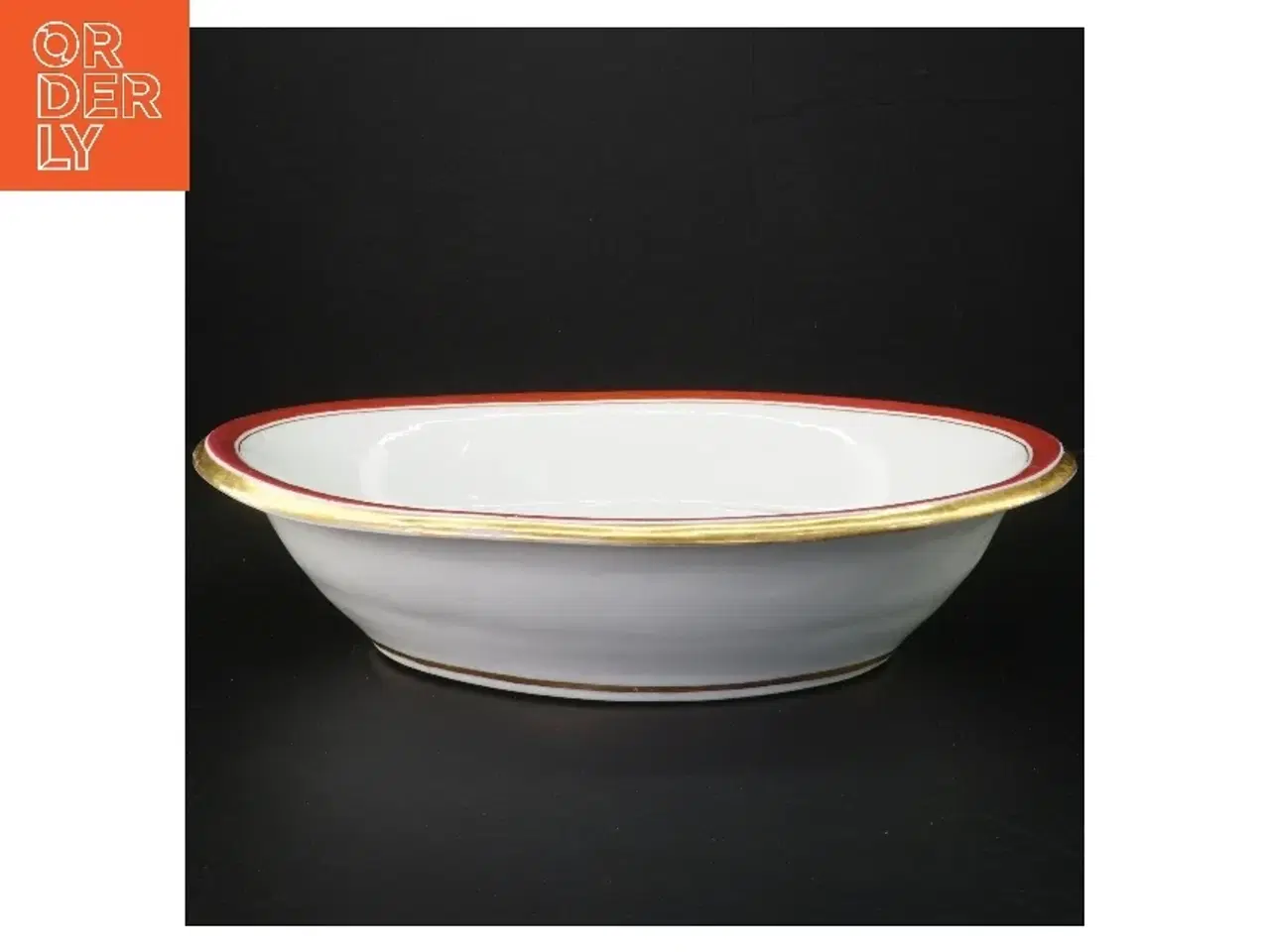 Billede 1 - Oval porcelænsskål med guldkant (str. 32 cm)