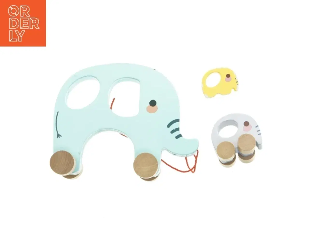 Billede 3 - Trælegetøjselefant på hjul med figurer (str. Blå 24 x 18 x 9 cm)