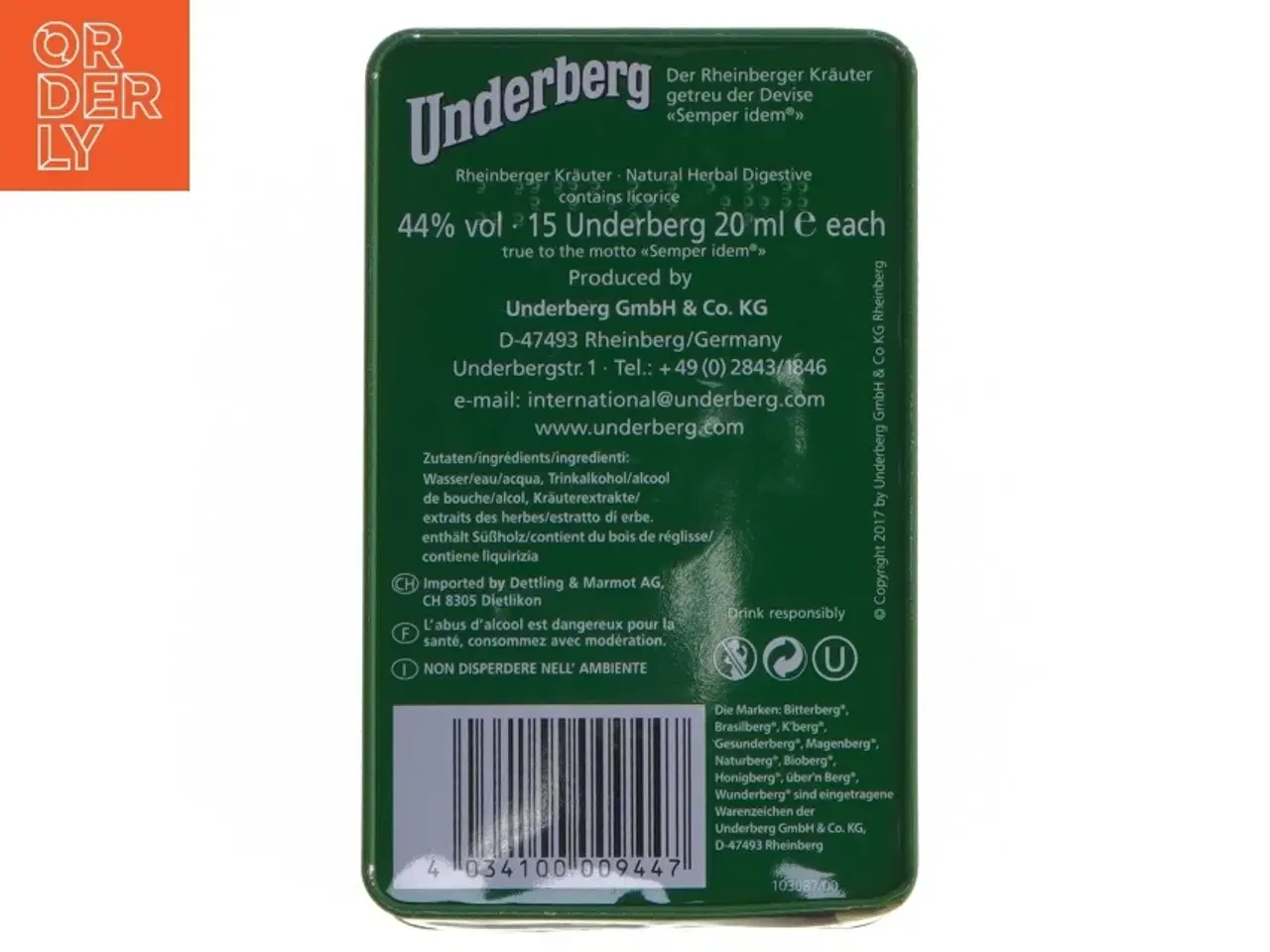 Billede 4 - Underberg metalæske fra Underberg (str. 14,5x1,5 cm)