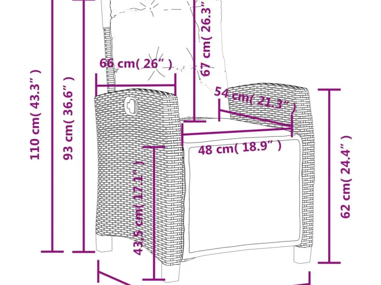 Billede 10 - Havestol med justerbart ryglæn og fodstøtte polyrattan sort