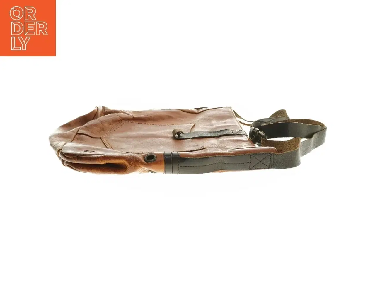 Billede 2 - Brun lædertaske fra RE (str. 35x38 cm)