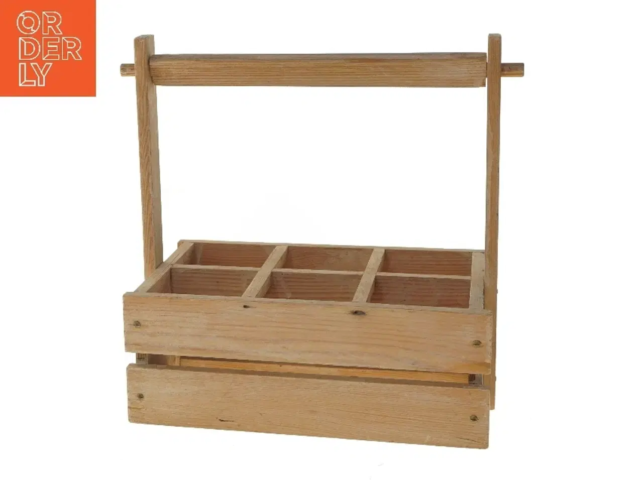 Billede 1 - Trækasse med 6 rum og håndtag - til krea eller til øl (str. 27x29,5 cm)