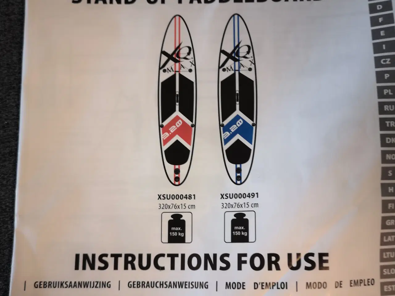 Billede 2 - 2 stk SUP Paddleboard 320 BLUE XQMAX