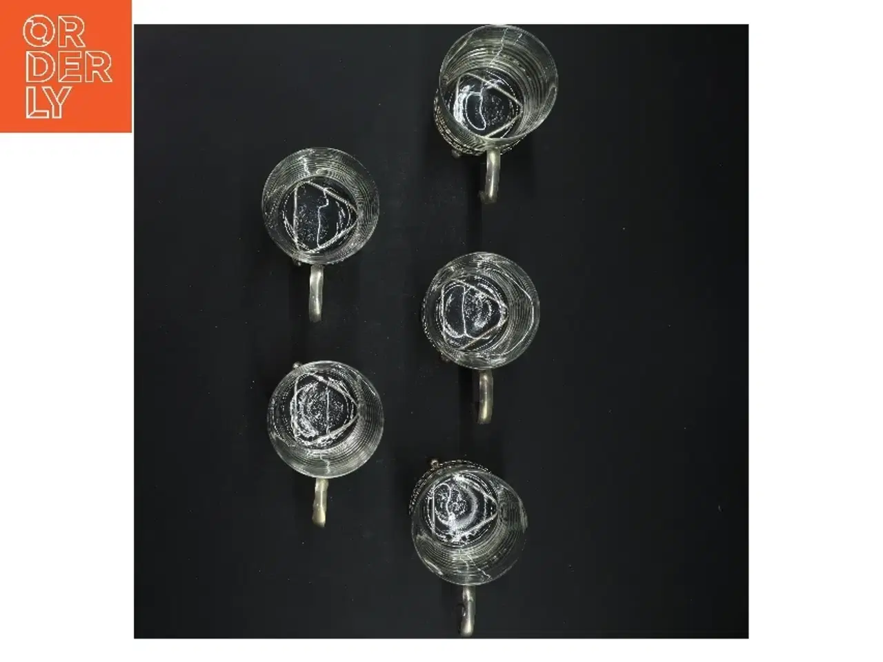 Billede 3 - Sæt af 5 glas med metalholder fra Duralex (str. Ø 6,5x9 cm)