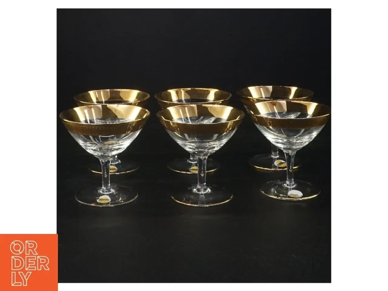 Billede 1 - Tosca Lyngby Vintage champagneskåle med gulddekor fra Lyngby (str. 8 x 8 cm)