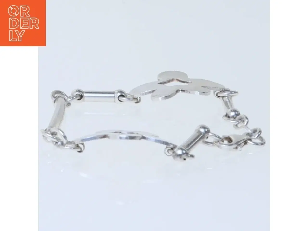 Billede 3 - Sølv armbånd med blomstermotiv (str. 17,5 cm)