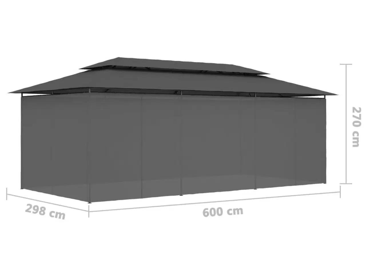 Billede 9 - Pavillon med gardiner 600x298x270 cm antracitgrå