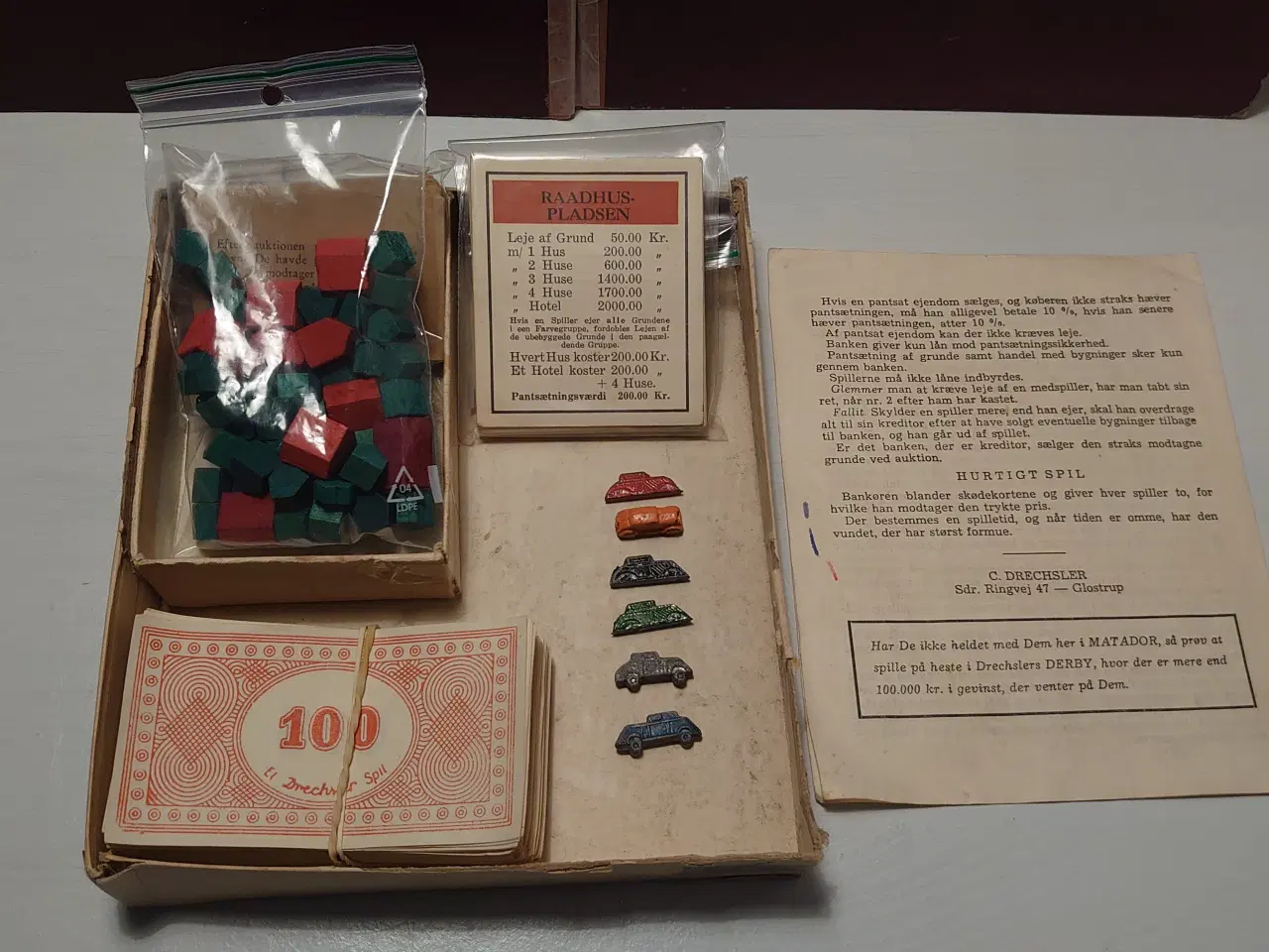 Billede 6 - Komplet matadorspil fra før 1948 med metalbiler.