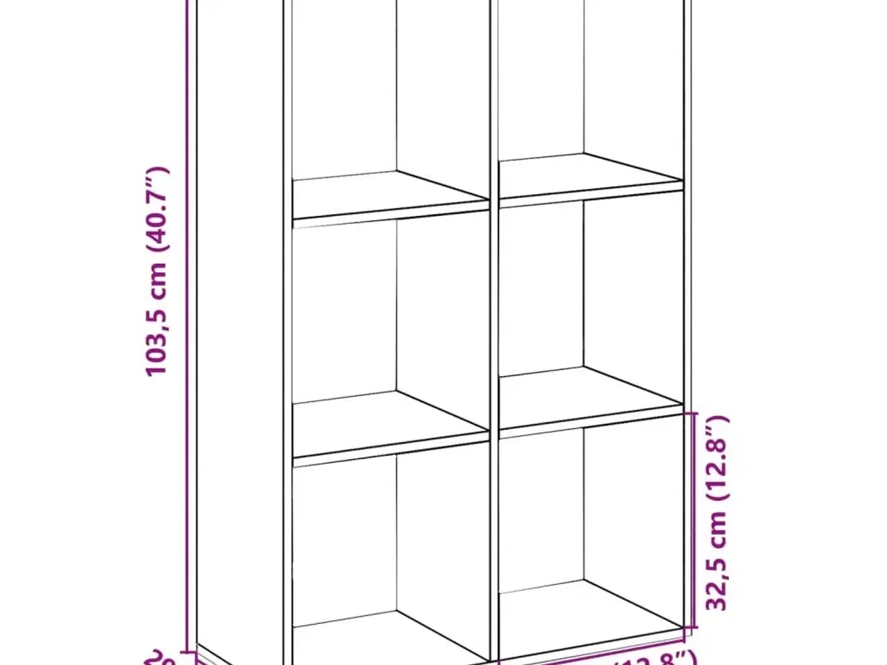 Billede 11 - Bogreol/rumdeler 69,5x29x103,5 cm konstrueret træ hvid