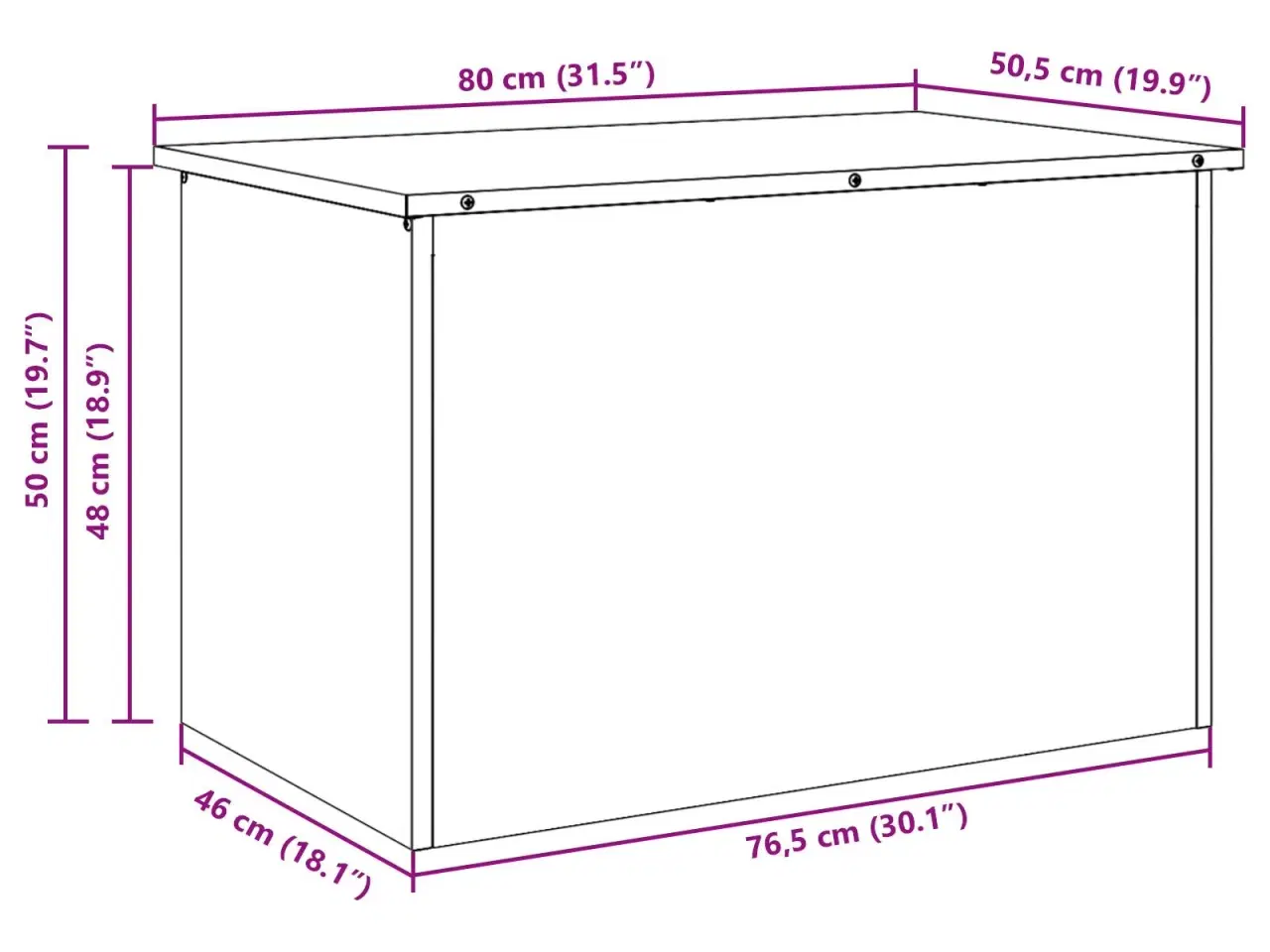Billede 11 - Udendørs Opbevaringskasse med opbevaring Sort 80 x 50,5 x 50 cm