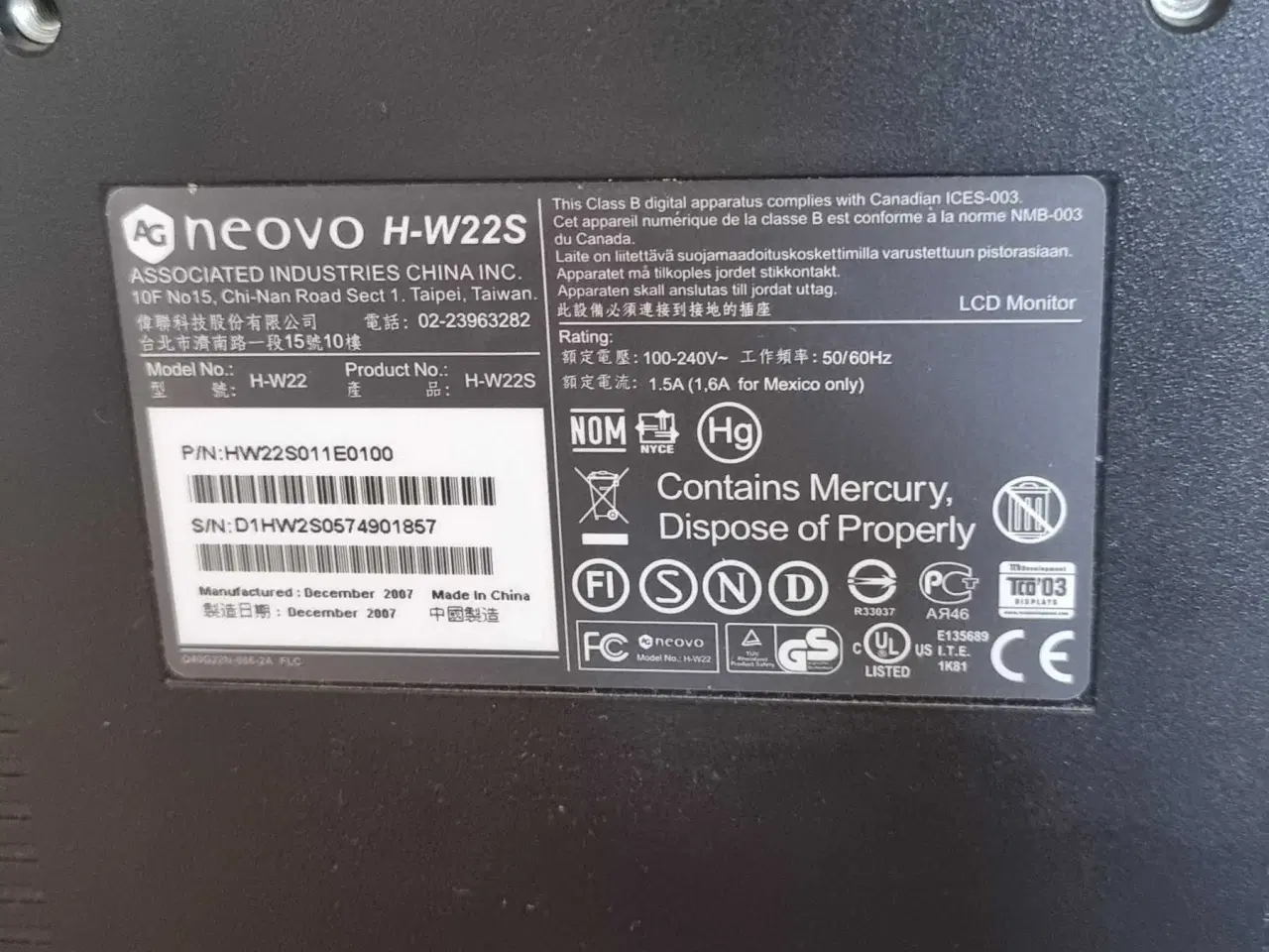 Billede 1 - AG Neovo Computer skærm
