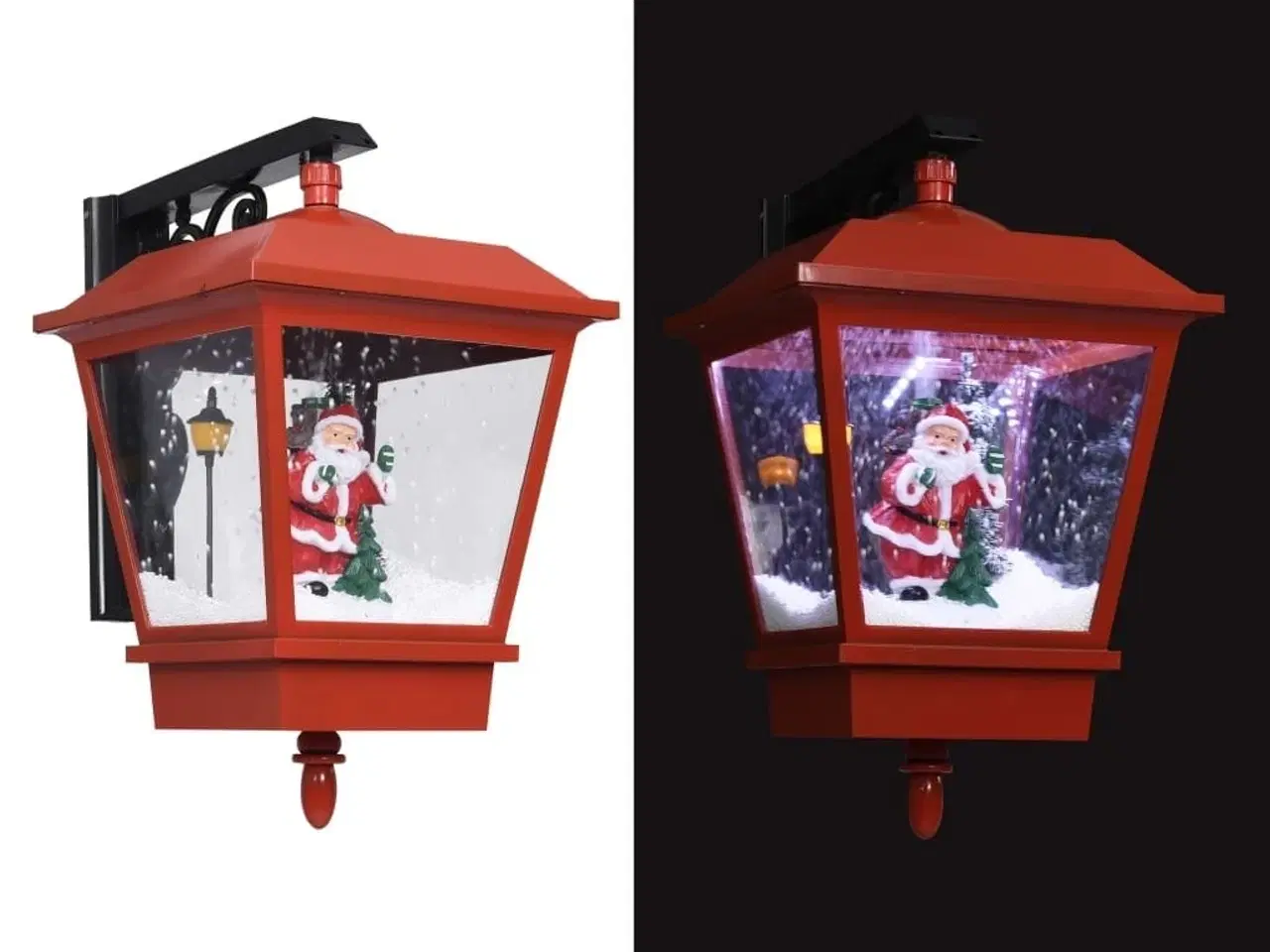 Billede 1 - Julelampe med LED-lys og julemand 40x27x45 cm rød