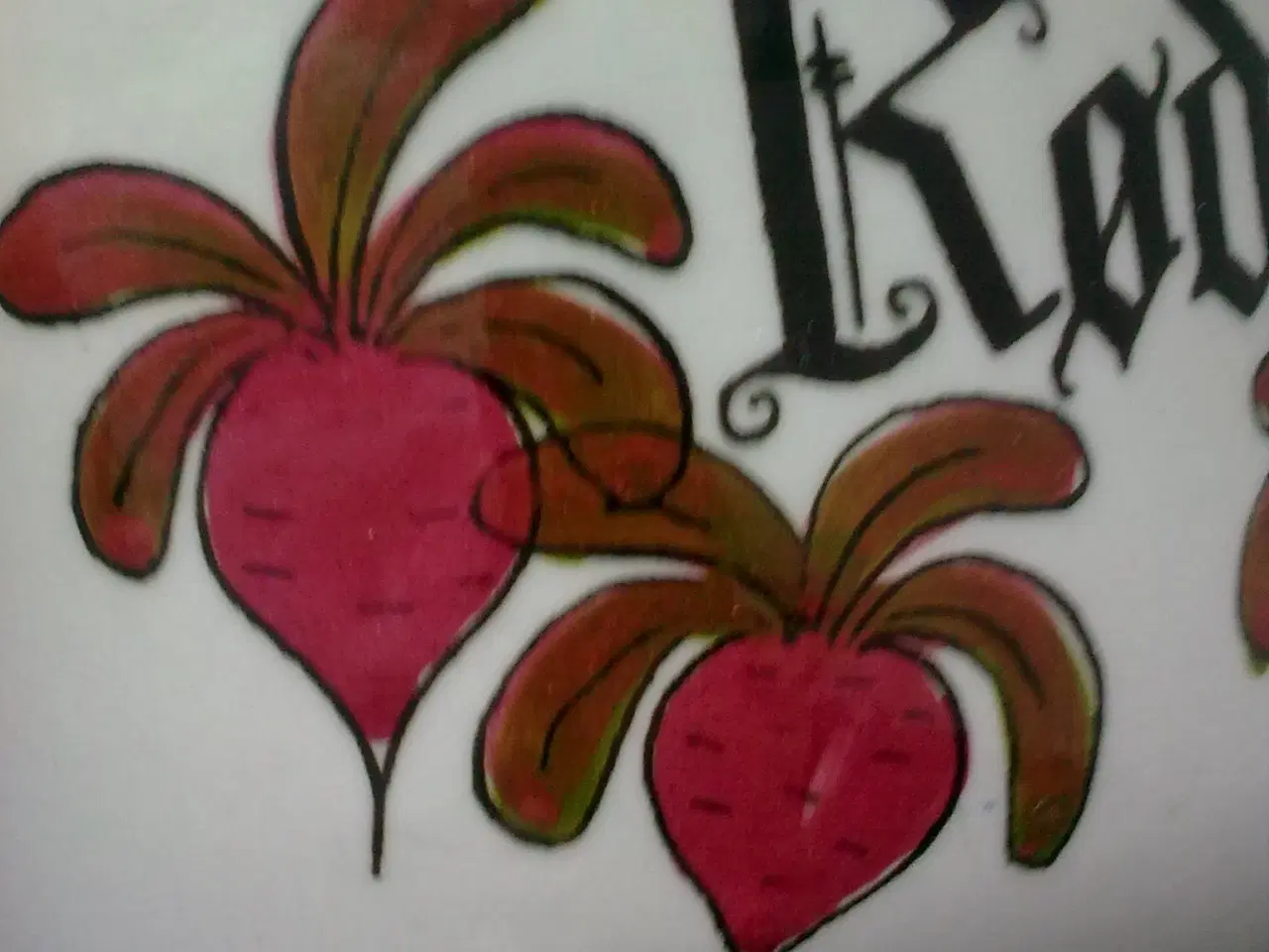 Billede 1 - Rød GRIM typografi UBRUGELIG skål KNABSTRUP