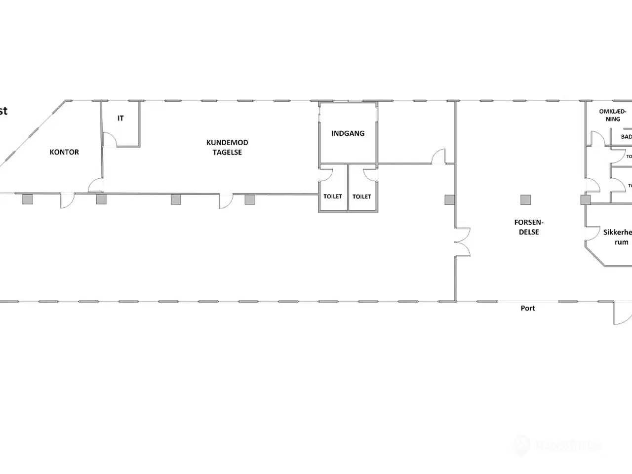 Billede 21 - 481-1151 kvm: Butik + Port + Let produktion + Showroom + Kontor + Stueplan!