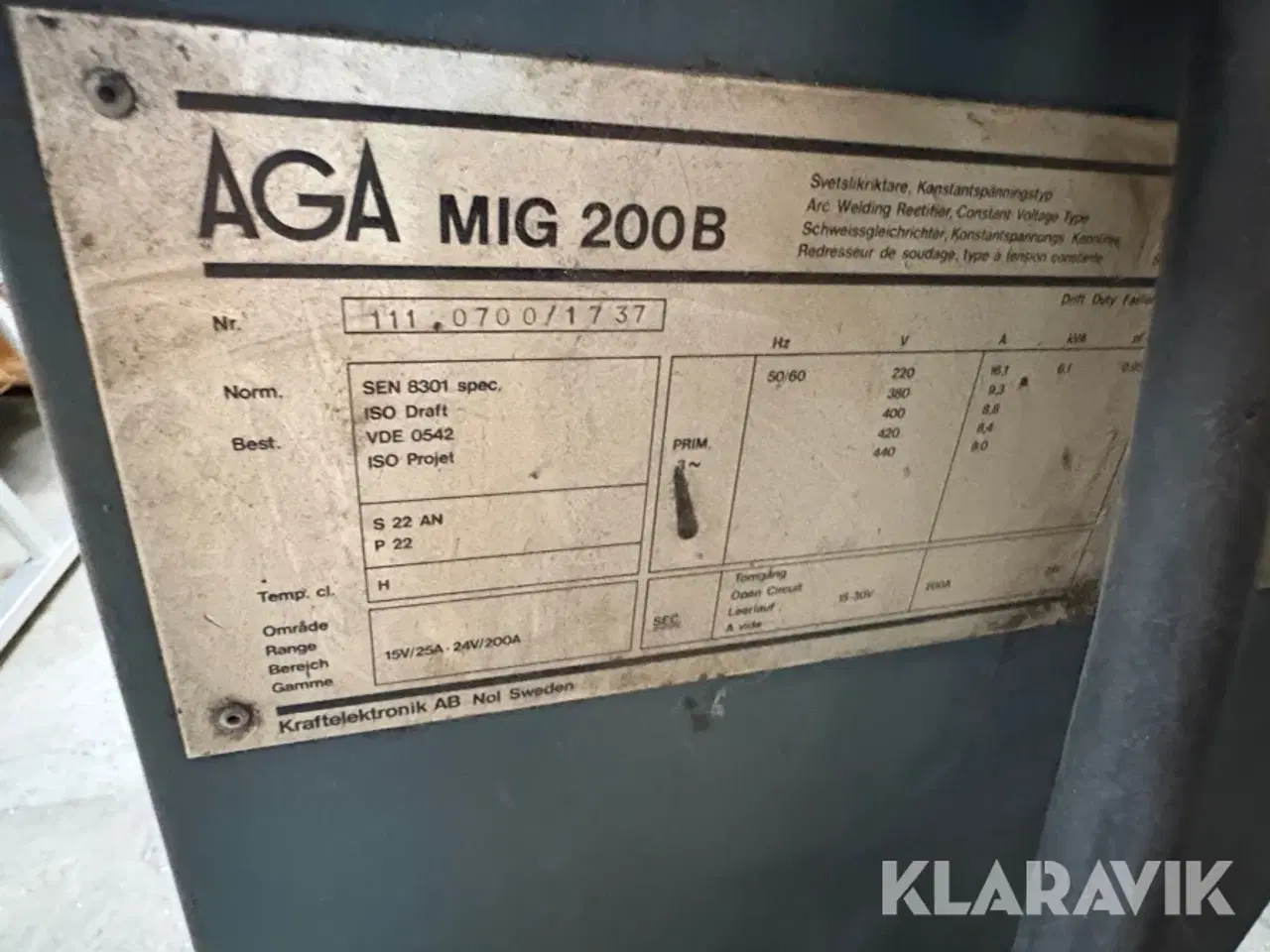 Billede 7 - Svejsemaskine AGA MIG 200 B