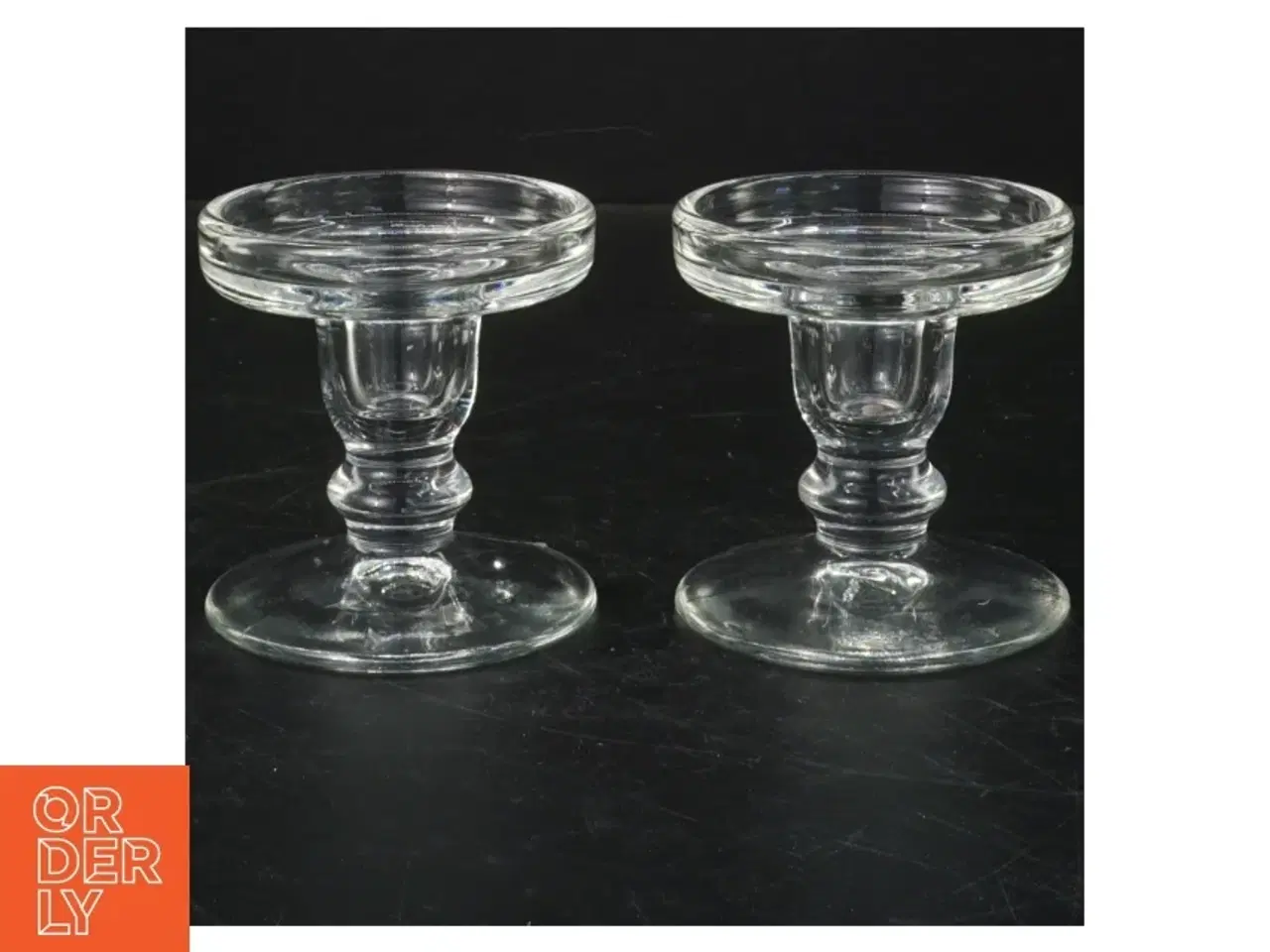 Billede 1 - Glas lysestager, 2 styk (str. 8 cm. 2 styk)