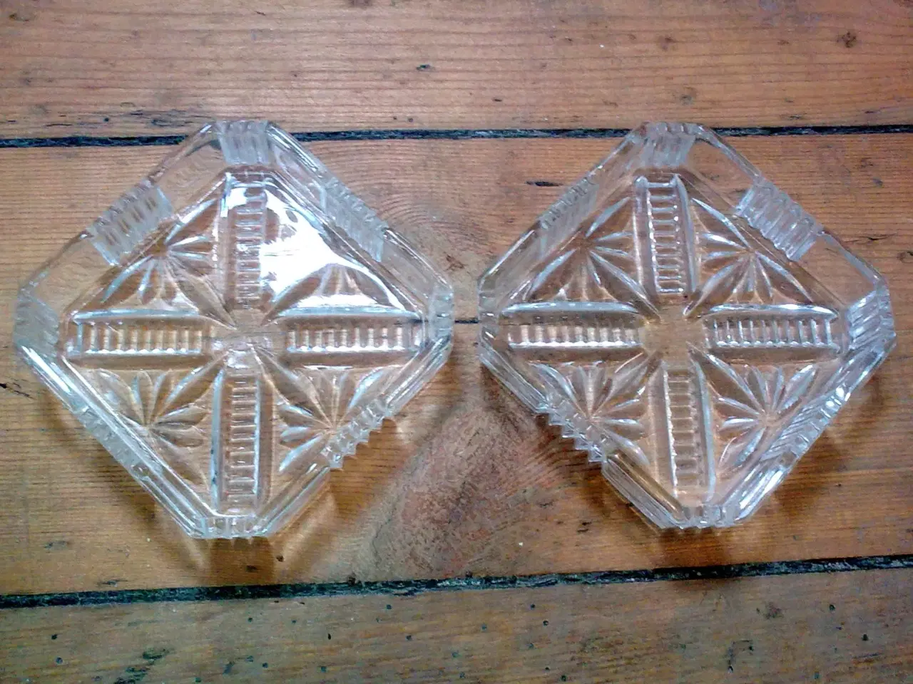 Billede 16 - Kronelys glas facet stage & 2 vintage skåle