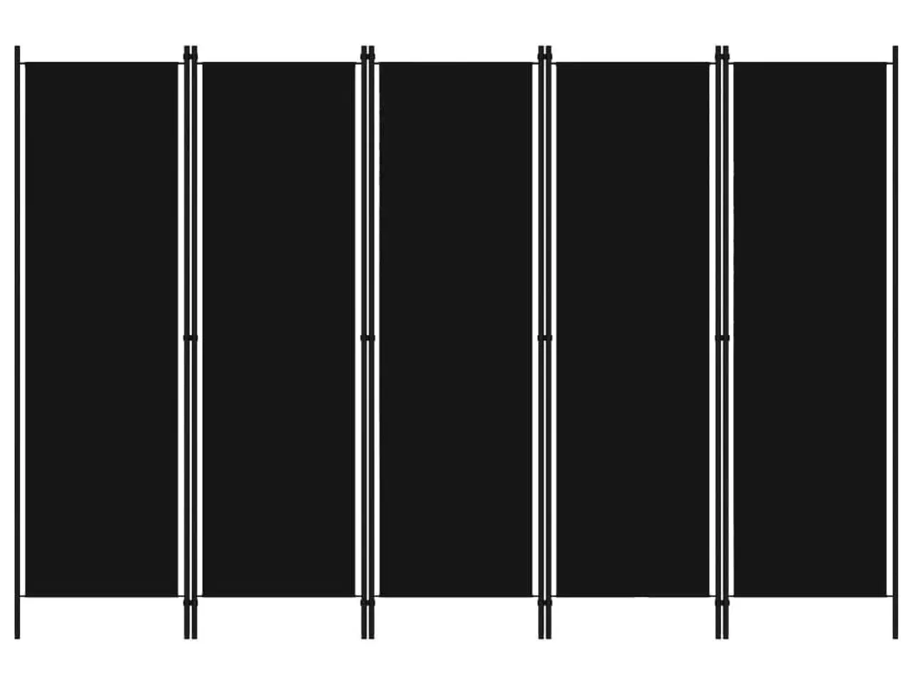 Billede 1 - 5-panels rumdeler 250 x 180 cm sort