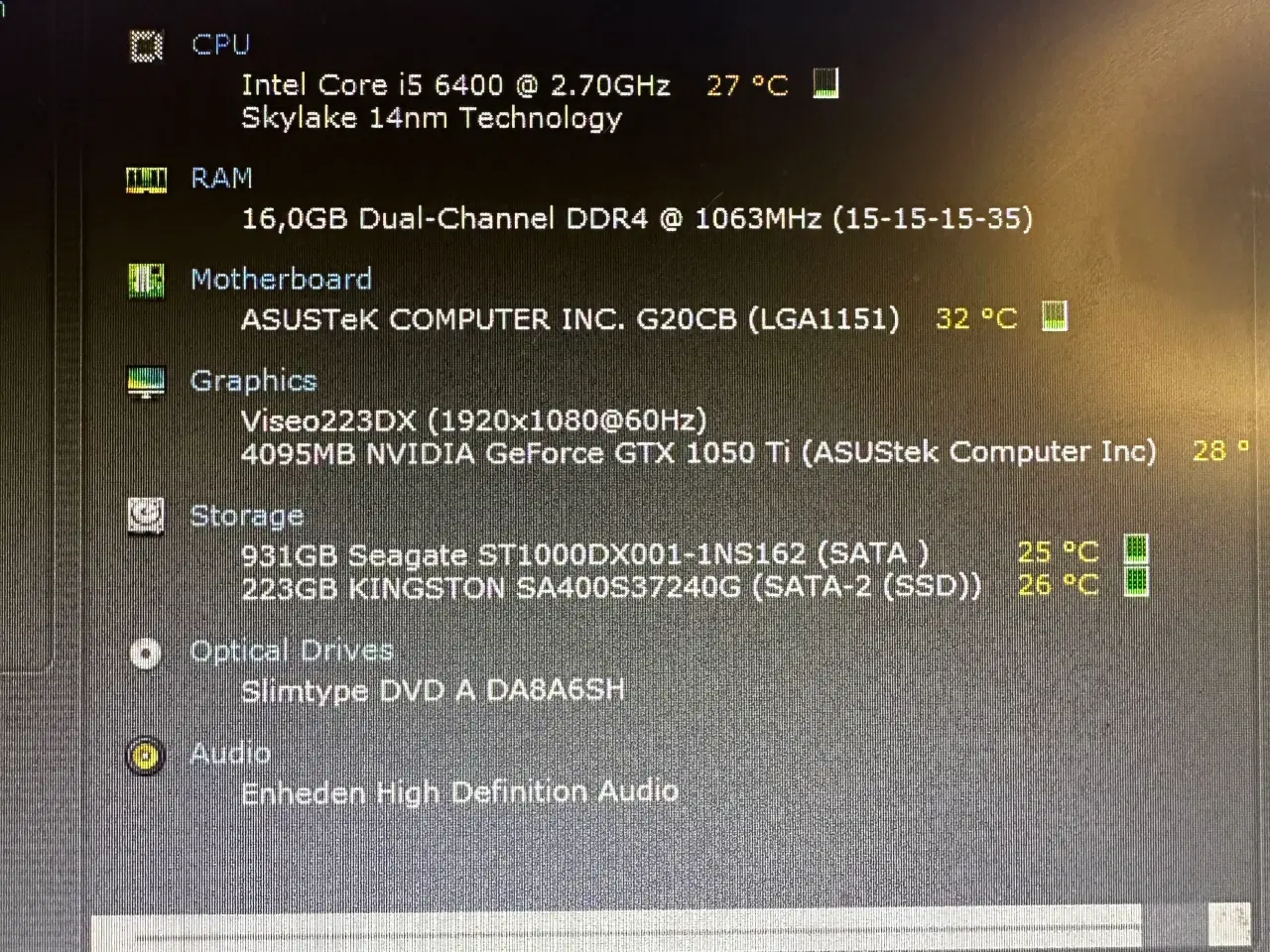 Billede 7 - Asus ROG gaming sæt(16GB RAM, GTX1050Ti,1,2TB)