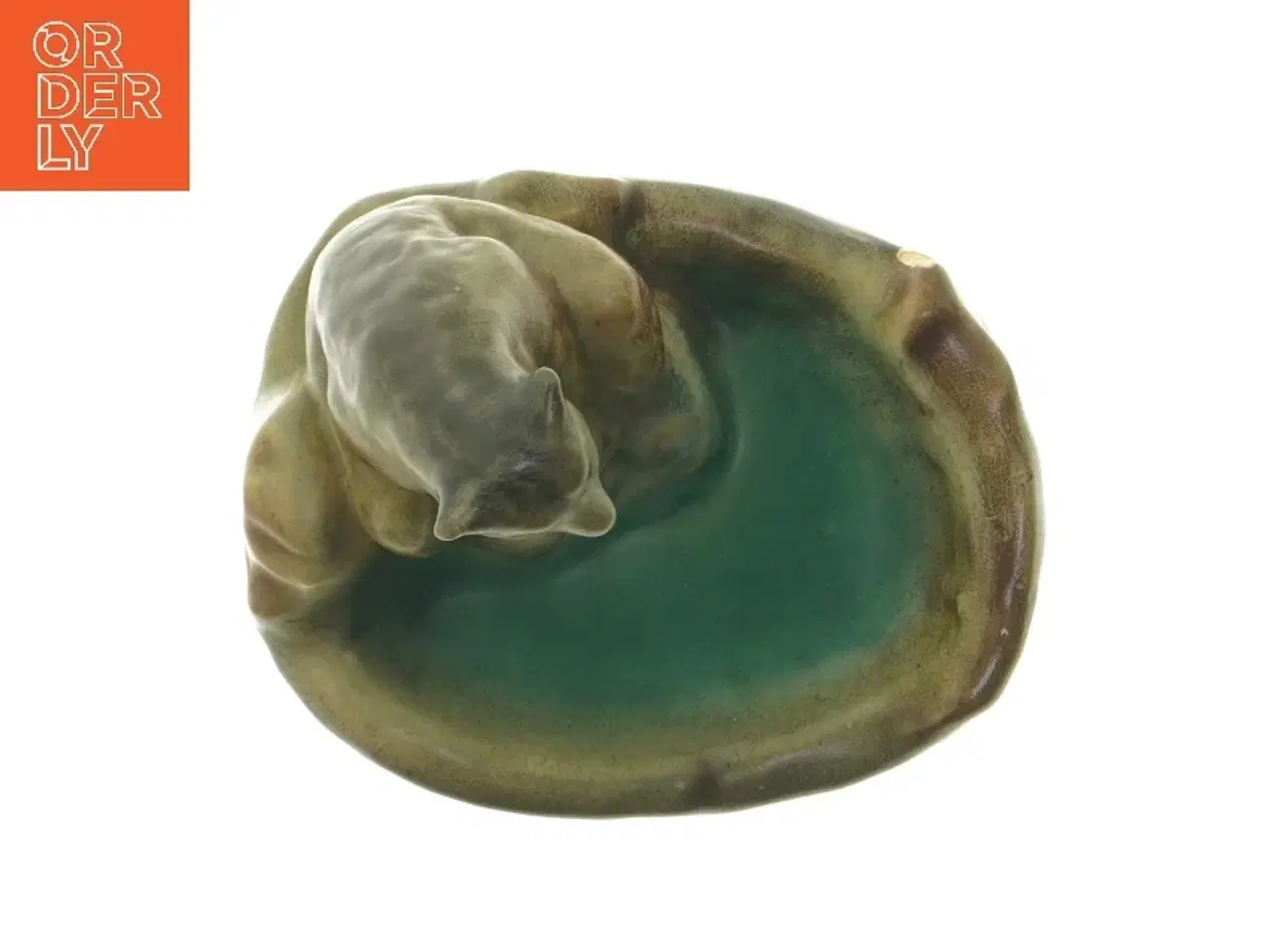 Billede 4 - Keramisk figur af en siddende bjørn (str. 16,5 cm)