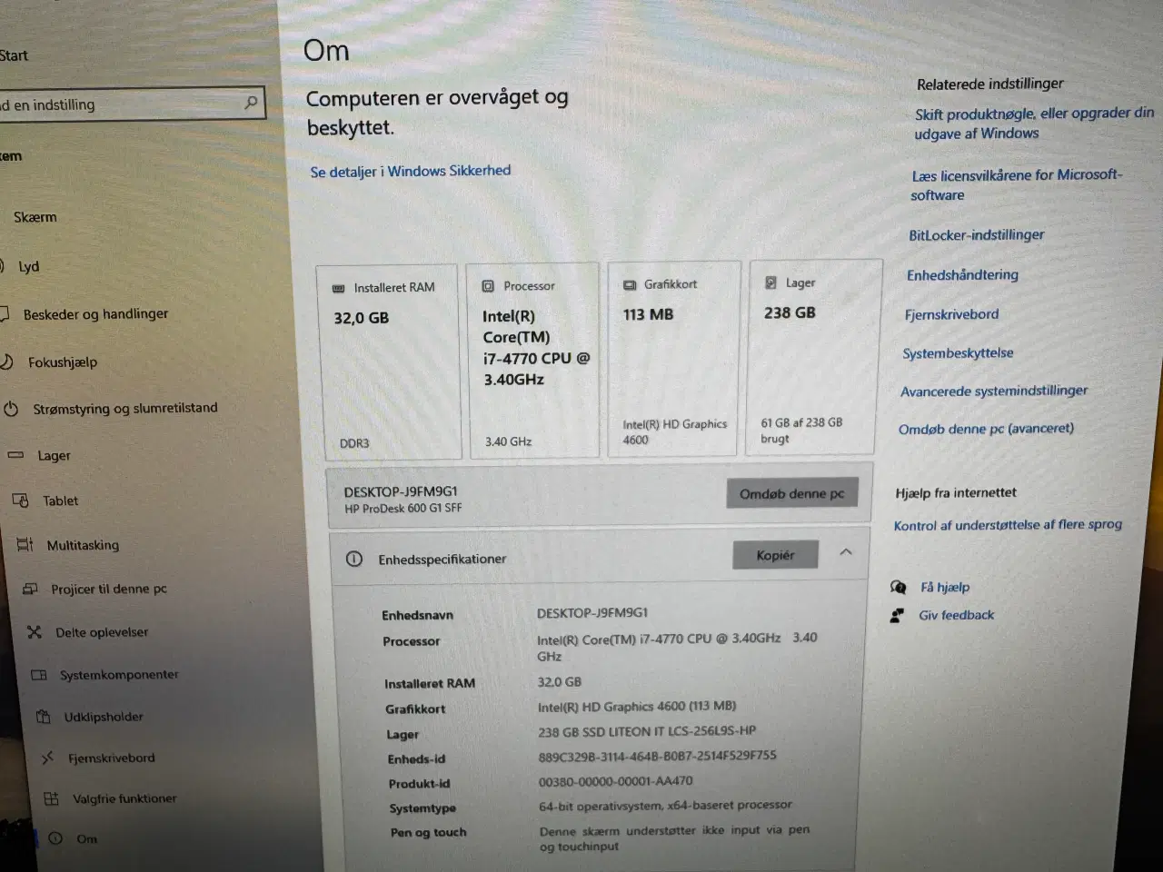 Billede 2 - HP Prodesk 600 G1 i rigtig fin stand