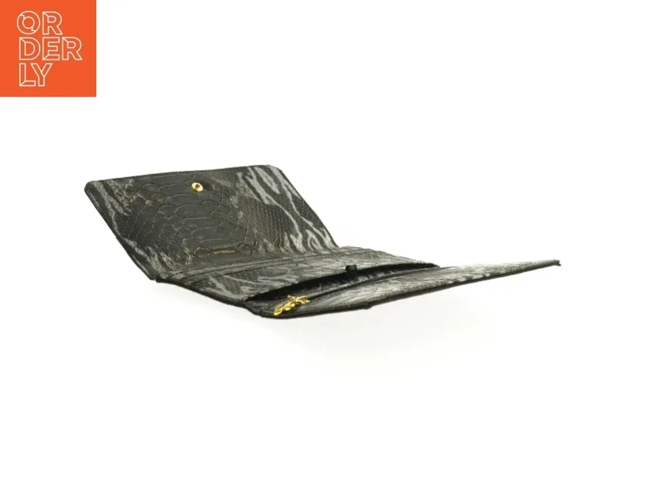 Billede 3 - Sort læderpung med krokodillemønster (str. 18,5 x 11 cm)