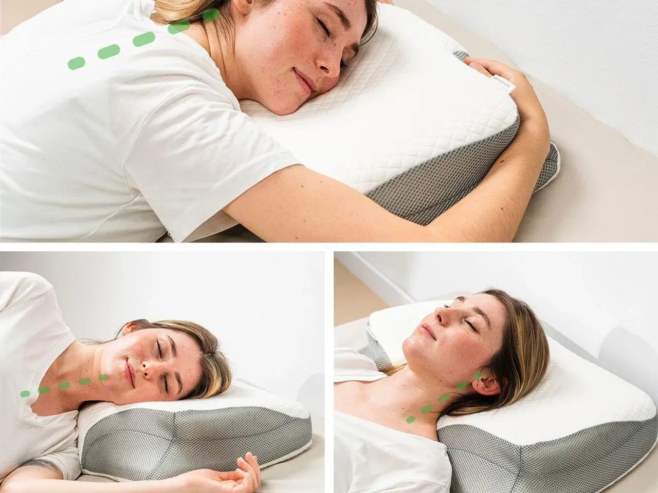 Billede 7 - 3-i-1 ergonomisk nakkepude Pilocal fra - memory-skum, hvid/grå