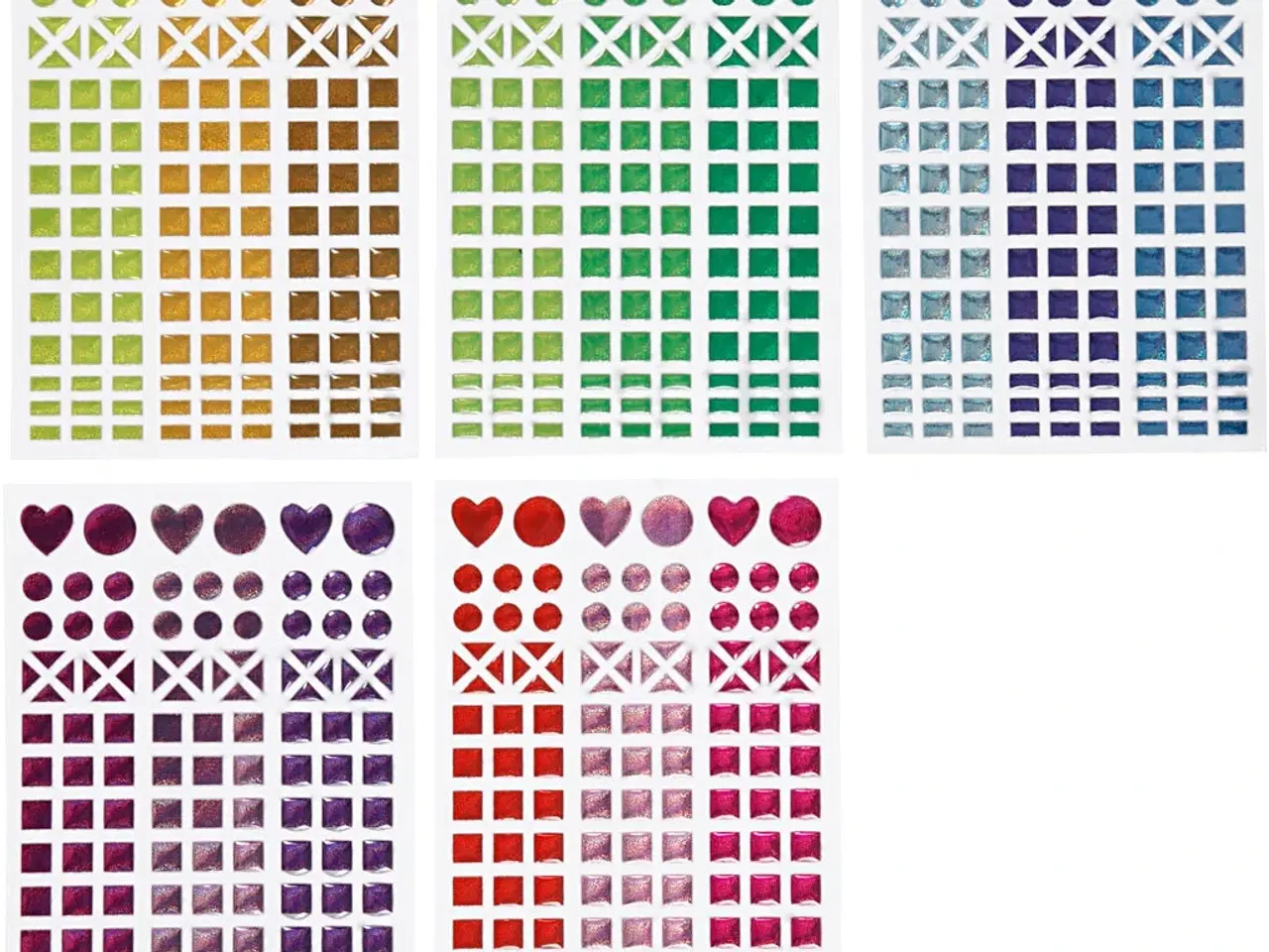 Billede 1 - Stickers til mosaik, diam. 8-14 mm, ark 11x16,5 cm, ass. farver, 10ark/ 1 pk.