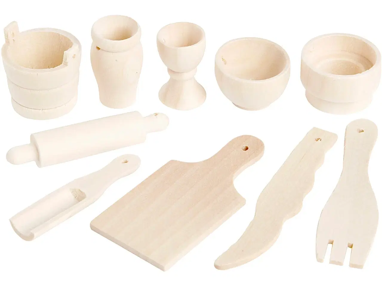 Billede 1 - Mini Køkkenredskaber i Træ - 10 stk. Sæt