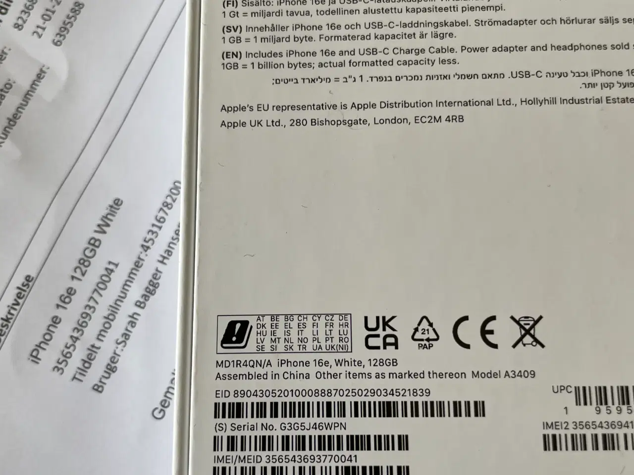 Billede 1 - iPhone 16 e