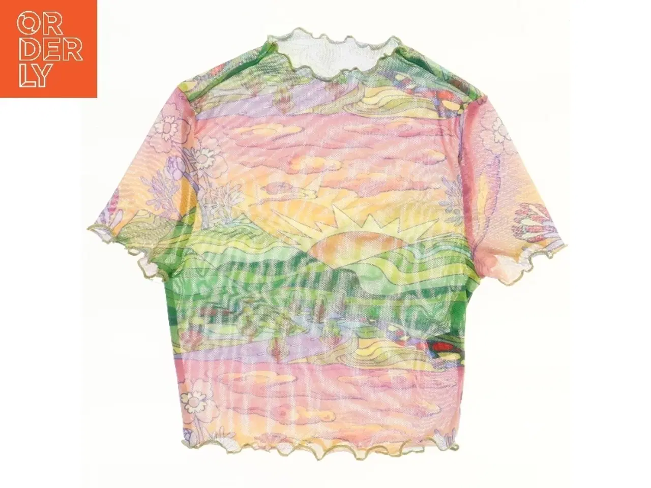 Billede 2 - Mesh sommerbluse med solnedgangsmotiv (str. 158)