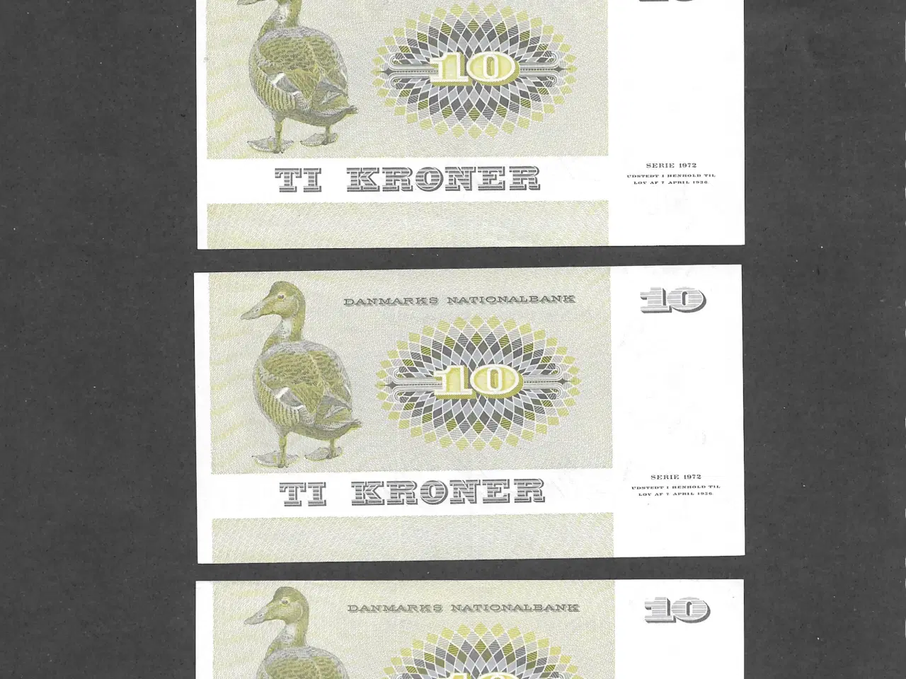 Billede 2 - 3 stk. 10 kr. sedler ucirkuleret kv.0 - Nye