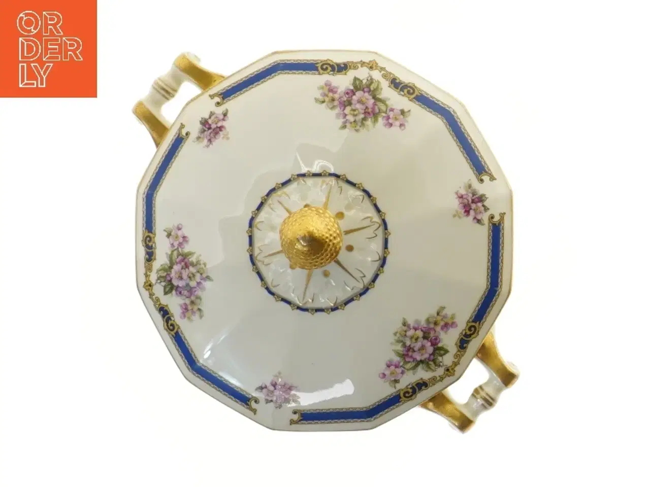 Billede 5 - Dekorativ porcelænsskål med låg, fra Schlaggenwald (str. Ø 23x17 cm)