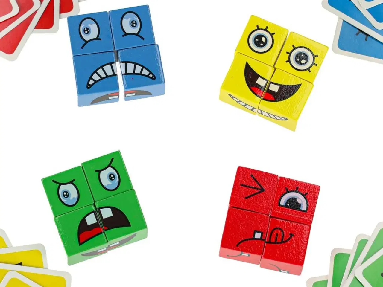Billede 10 - Puslespil med skiftende ansigter – kreative klodser og kort (64 kort, 16 klodser)
