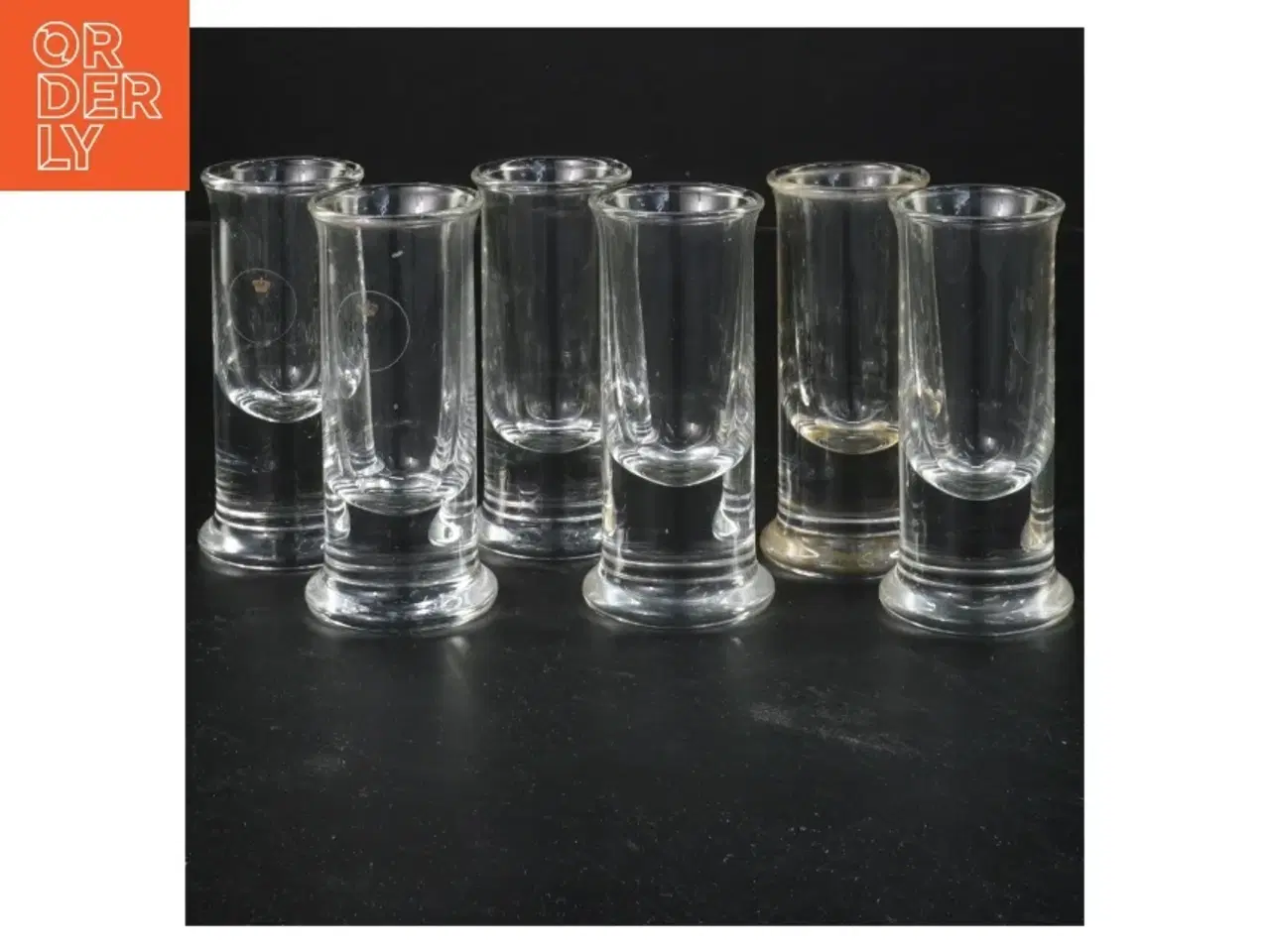 Billede 1 - Sæt med seks snapseglas fra Holmegaard (str. Ø 4x9,5 cm)